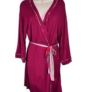 Hale Bob Cranberry Red Bamboo Robe, Women's Size M